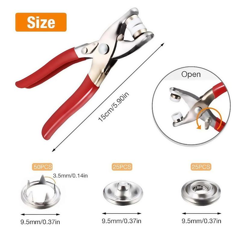 كماشة تطبيق مع 100 قطعة: مجموع - مراجعة Snap Button Plier وسعره