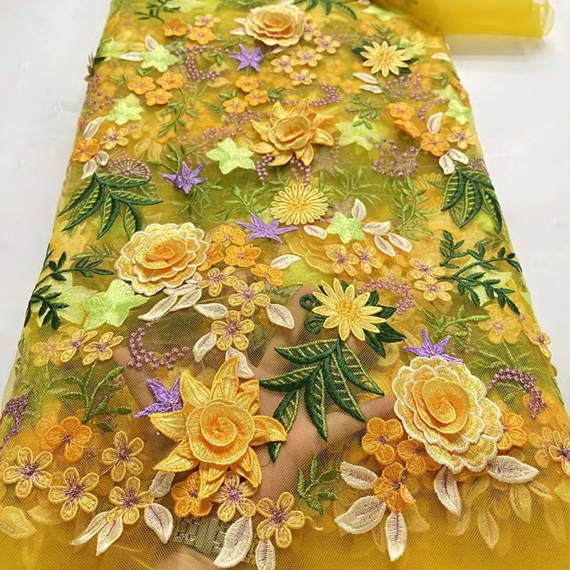 قماش دانتيل شبكي مطرز بالزهور  - مراجعة Sewing And Textile وسعره