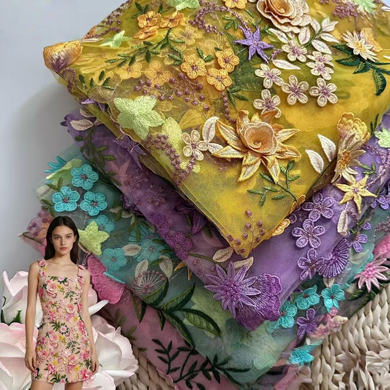 قماش دانتيل شبكي مطرز بالزهور  - مراجعة Sewing And Textile وسعره
